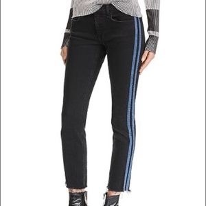 Rag & bone Dre Track Stripe Ankle Slim Boyfriend Jeans in Stone Black